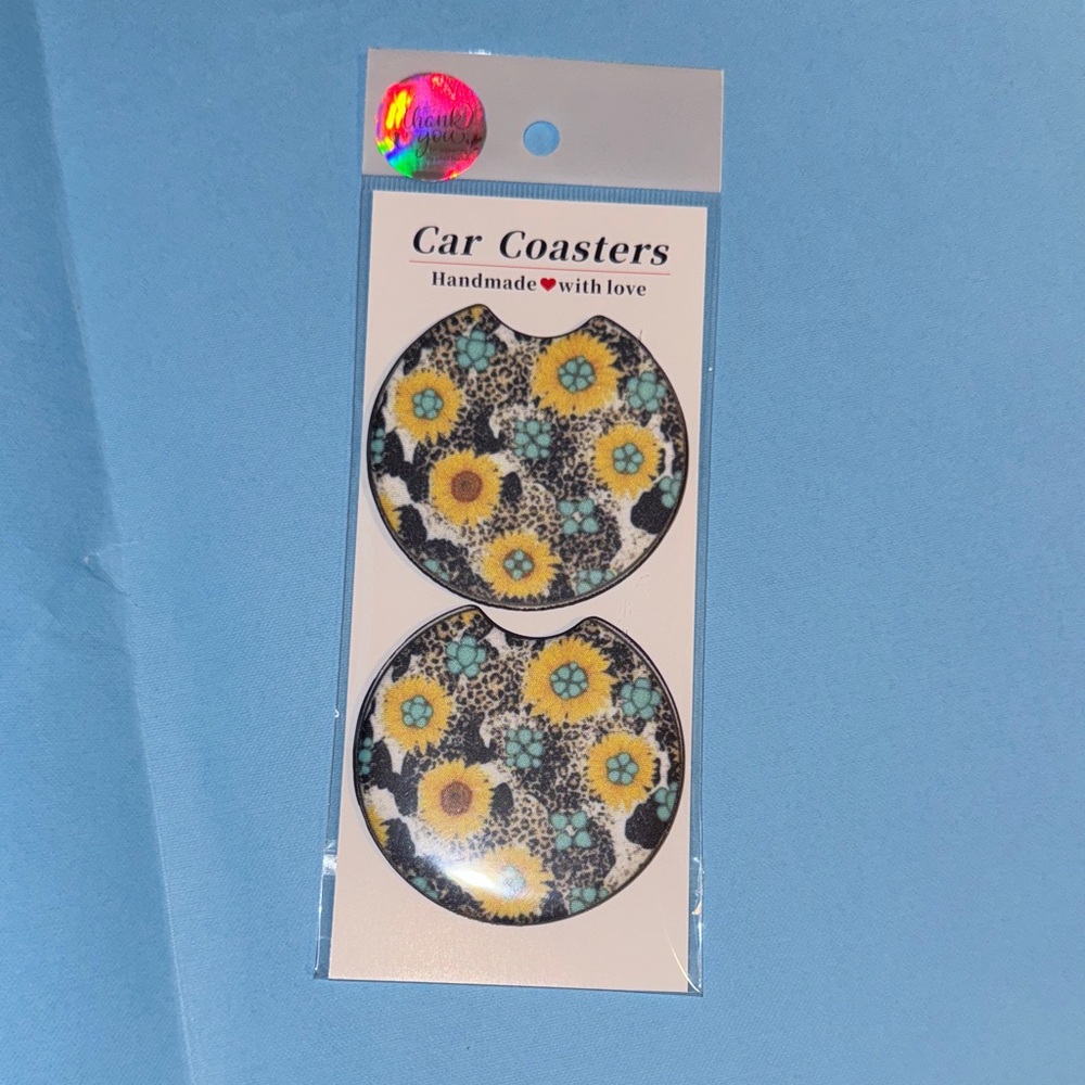 Floral Car Coasters Set Handmade